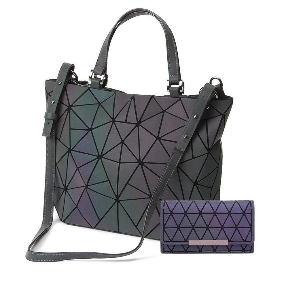9382 Geometric Bag Reflective Purse Holographic Handbag Geometric Shoulder